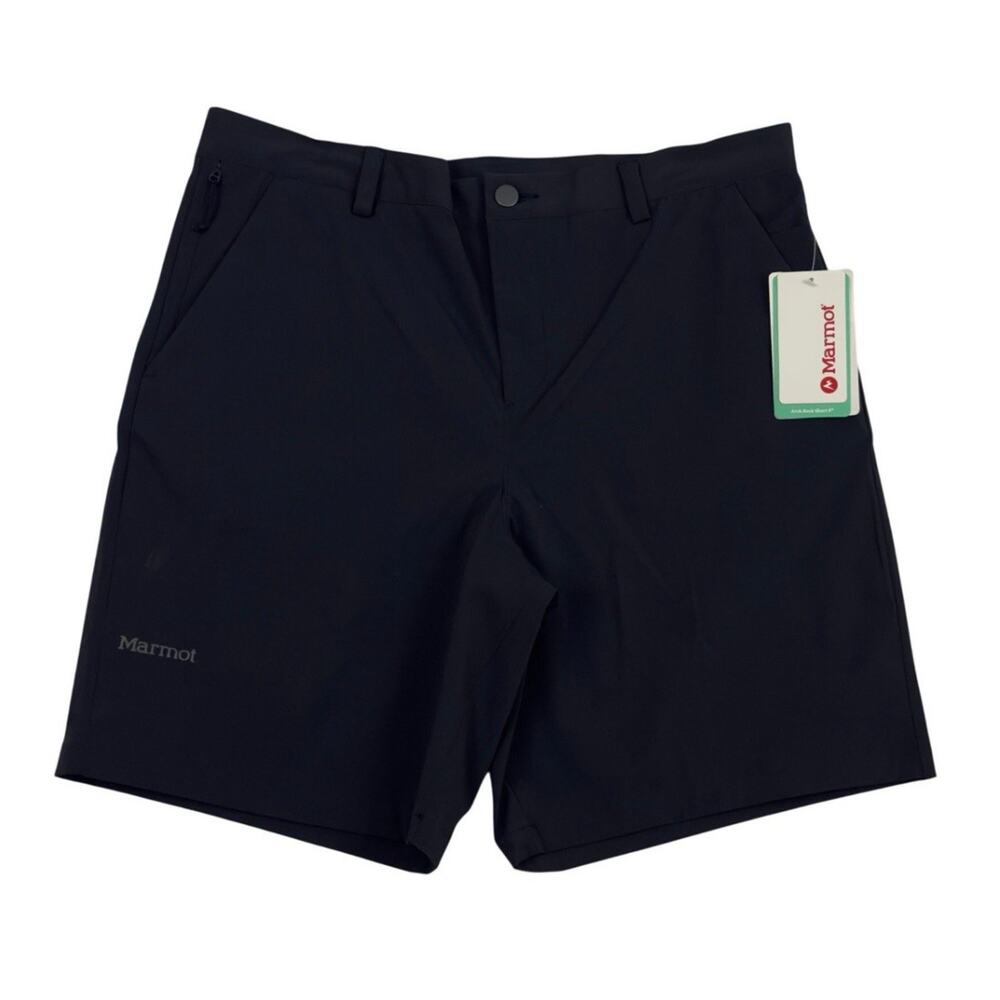 Marmot Arch Rock Shorts Men 34 Black Stretch Nylon Hiking Travel Short 8” NWT